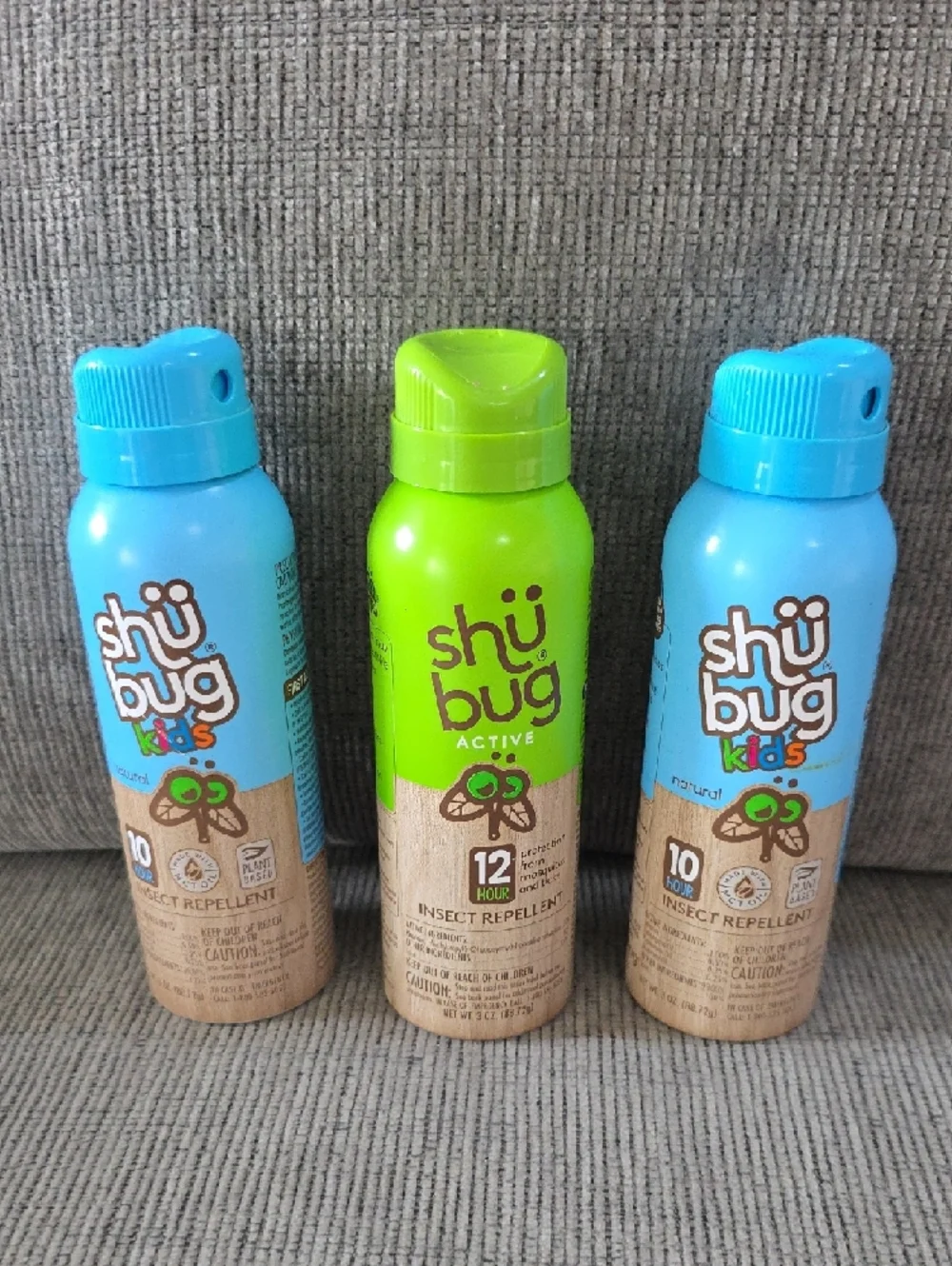 Shu Bug Kids (2) & Active (1) Insect Repellent Spray, All New, 3oz. Each.
